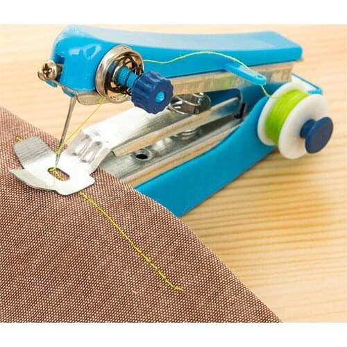 1Pc Red Mini Sewing Machines Needlework Cordless Hand-Held Clothes Useful Portable Sewing Machines Handwork Tools Accessories