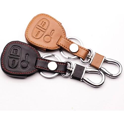 Car leather key cover 3 keys Classic black brown key dust collector for Mitsubishi Exxon ASX Colt LANCER Grandis Pajero Key case