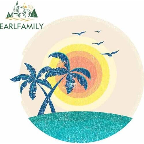 EARLFAMILY 13cm x 12.7cm for Beach Palm Tree Decal Laptop Personality Car Stickers Graffiti Scratch-Proof Camper JDM Assessoires