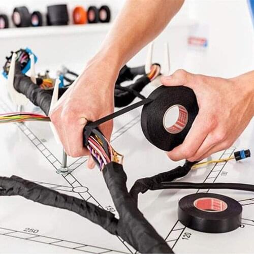 15meters Electrical Insulation Tape Heat-resistant Looms Wiring Harness Tape Adhesive Cloth Fabric Bundle Flame Retardant Tape