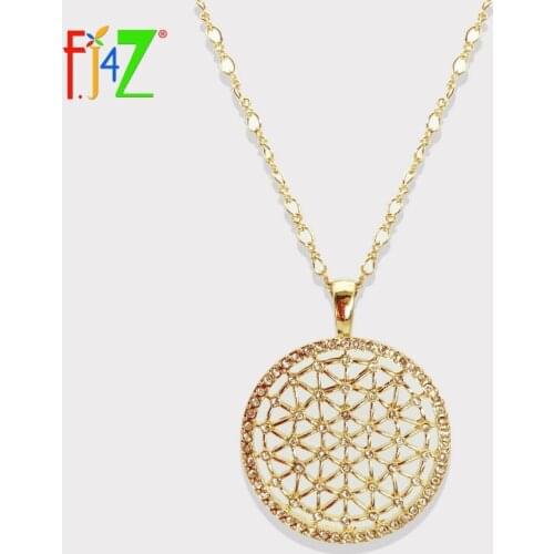 F.J4Z New Women Collar Necklaces Fashion Sparkling Rhinestone Hollow Round Pendants Short Chain Accessories Pendientes gancho