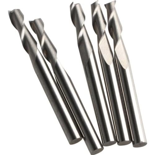 5 pcs Shank 4mm x 12mm Two Flutes Carbide Mill Spiral Cutter Wood Router Bit Tools for CNC Machine Cutting HUHAO