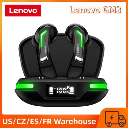Lenovo GM3 Game Earphones Wireless BT5.0 Low Latency Gaming/Music Dual Mode Headset Noise Reduction Earbuds LED Power Display
