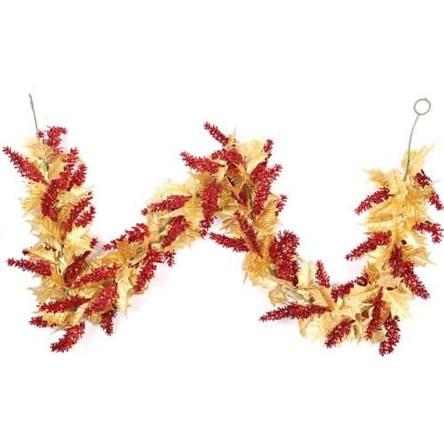 Rattan Artificial Flowers Sorghum Bracelet Lights Simulation Plants Garland Home Accessories 1.8m Plastic Reusable Decorations