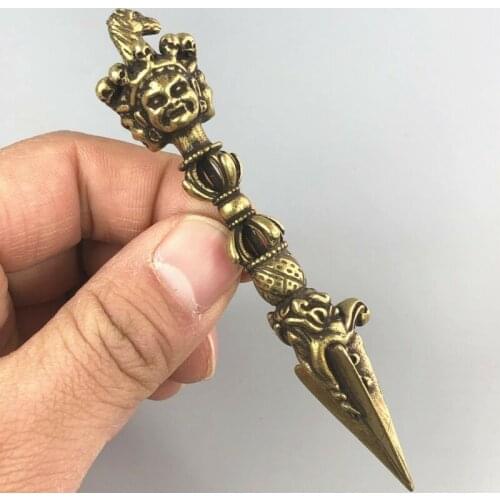 EXQUISITE Collectible Old Brass Handwork Implement Amulet Chinese Statue