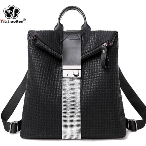 Fashion Anti Theft Sequin Backpack High Quality Leather Backpack Purse Large Capacity School Bag Simple Shoulder Bags for Women