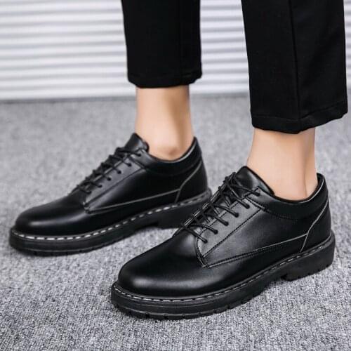 Yomior New Spring Casual Shoes Soft Leather Men Flats Lace-Up Breathable Loafers Dress Black High Quality Sneakers Mens Shoes