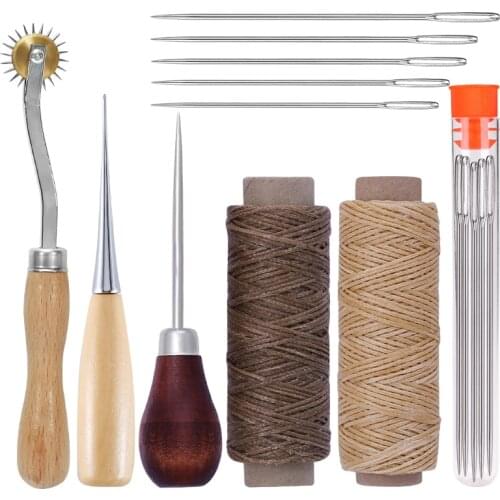 KAOBUY 11PCS Leather Sewing Set Sewing Needle Awl Leather Craft Tools Sewing Leather Craft Needlework Tools Kit