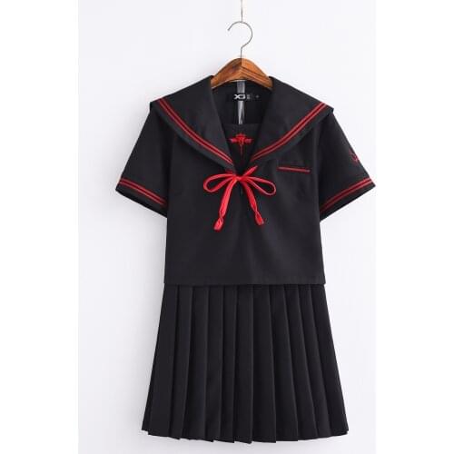 New Autumn Japanese School Uniforms For Girls Cute Short Paragraph Sailor Tops Pleated Skirt Full Sets Cosplay Jk Costume Series