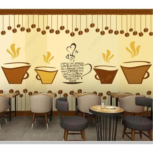 Papel de parede Simple coffee shop decorative painting wallpaper mural,living room tv wall bedroom wall papers home decor