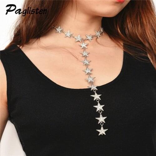 PAGlisten Rhinestone Star Collar Chokers Necklace Statement Jewelry luxury Maxi Necklaces For Women Torques Bijoux Femme