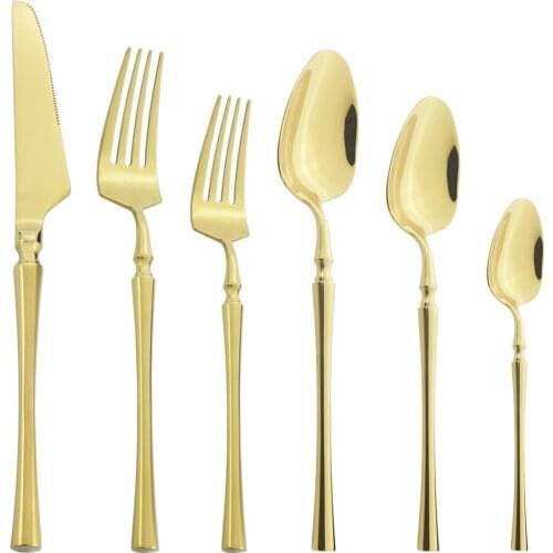 Luxury 304 Stainless Steel Cutlery Set Knife Dessert Fork Spoon Dinnerware Set Mirror Polish Tableware Flatware Dishwasher Safe