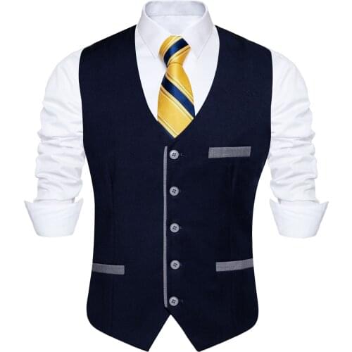 Navy Dress Vest For Men Slim Fit Suit Vest Neck Tie Set Male Waistcoat Gilet Homme Casual Sleeveless Formal Business Vest