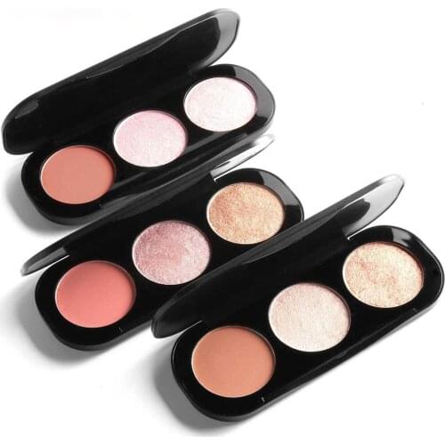 Tri-color blush highlight repair capacity plate make-up three-dimensional brightening color to modify facial features
