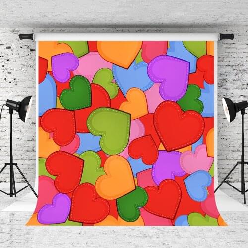VinylBDS ValentineS Day Photography Backdrop Colorful Heart Studio Background Stage Backdrop Microfiber Photo Studio