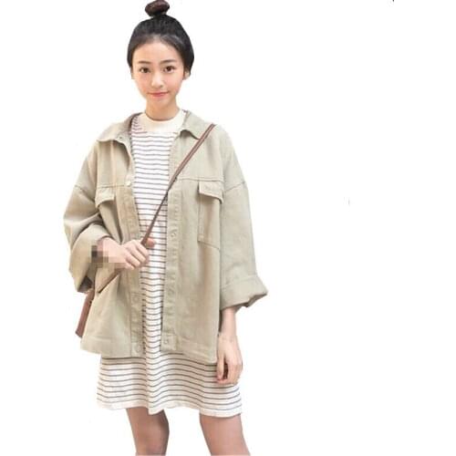 B2301 2019 new style loose fashion casual spring autumn big pocket denim jacket and long sleeves for women cheap wholesale