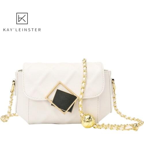WomenS Bag 2021 New Cowhide Handbags Shoulder Crossbody Small Golden Ball Chain Rhomboid Summer Wild Niche Trend Leather Bag