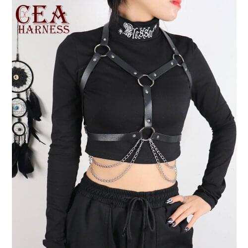 CEA New Fashion Leather Harness Sexy Chest Sculpting Body Waist Belt Punk Gothic Sexy Bra BODY Bondage PU Leather Waist Belts
