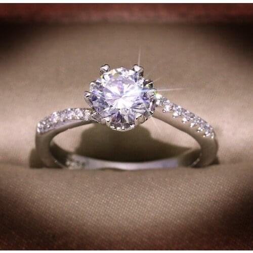 Classic Engagement Ring 6 Claws Design AAA White Cubic Zircon Female Women Wedding Band CZ Rings Jewelry