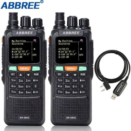 2PCS Abbree AR-889G 10W Walkie Talkie GPS SOS 3000mAh battery powerful long range Duplex Cross Repeater Dual Band portable Radio