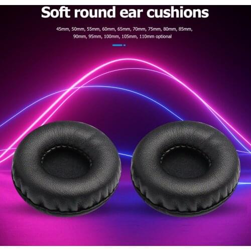 2x Soft Headphones Earpads Headset Replace Cushions PU Protein Skin Foam Round Portable Entertainment Earphone Supplies