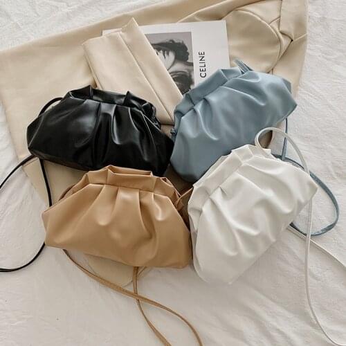 2021 Fashion Dumpling Clip Purse Bag Women Cloud Underarm Shoulder Bag Solid Color Pleated Baguette Pouch Totes Handbag