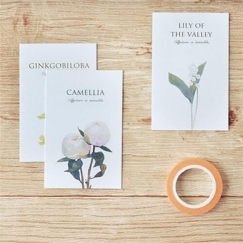 28Pcs/set Hand Painted Flowers Card Kawaii Stationery Student Message Card Mini Postcard School Office Supplies Notepad