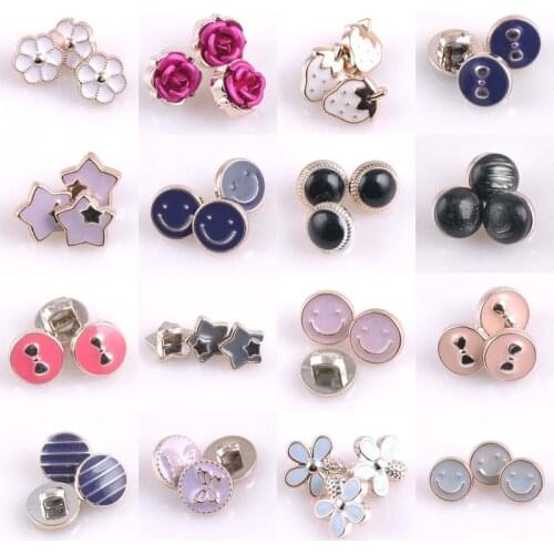 30pcs 16 kinds Acrylic buttons bright Golden-plated garment accessories DIY Sewing Supplies 10~14mm CP1251