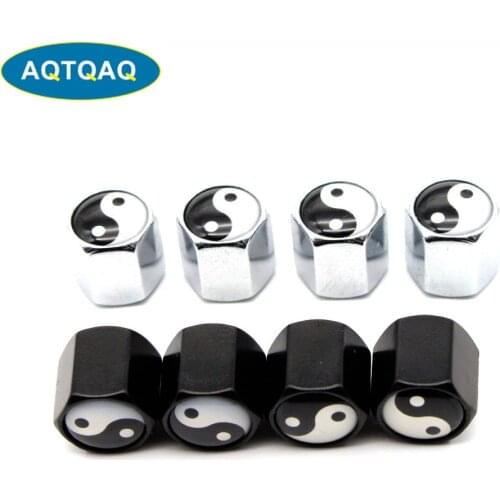 4 Pcs/Set Zinc Alloy Tai-Chi Style Tire Valve Stem Cap Tire Wheel Stem Air Valve Caps for Auto Cars