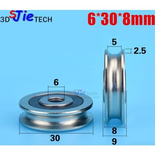 5pcs 6*30*8mm all metal bearing steel pulley, U groove diameter 5mm, rope lifting wheel dynamic pulley roller, door wheel