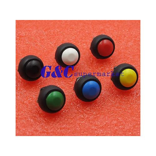 6Pcs Push Button Round Switch Mini 12mm Waterproof Momentary ON/OFF