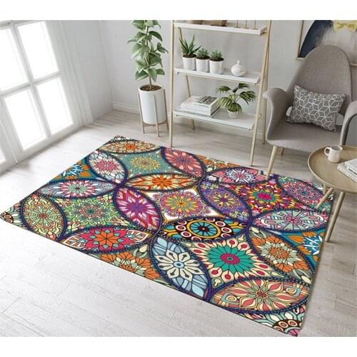 Arabesque Colorful Flowers Mandala Texture Home Childrens Room Floor Cushion Kitchen Area Rugs Bathroom Carpets Non-Slip Mat