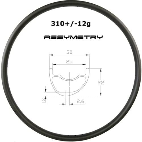 310g Asymmetric 29er MTB bicycle 30mm outer 25mm internal Tubeless carbon rims mountain bike gravel XC riding UD matt glossy