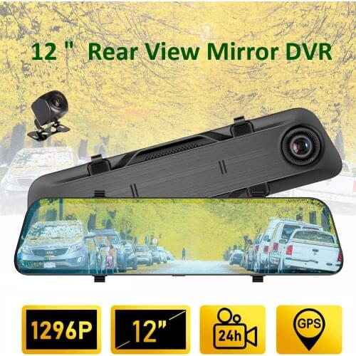 OLPAY 2K 12inch GPS HD Car DVR Huawei Hisilicon CPU Car Camera Dash Cam Sony Lens Video Recorder RearView Mirror Registrar Mount