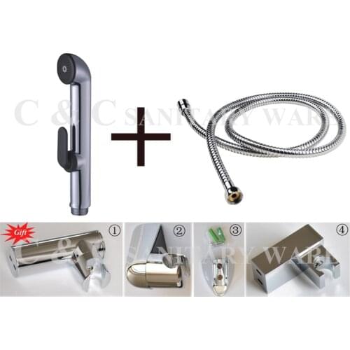 C&C Brand, 100% Quality Assurance)! Single Handle ABS Chrome Shattaf Bidet Set With Stainless Steel Hose - Free Shipping A601S