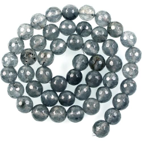 Natural Stone Beads Cut Surface Grey Marble Loose Beads for Jewelry Making Needlework DIY Bracelet Strand 4-12 MM