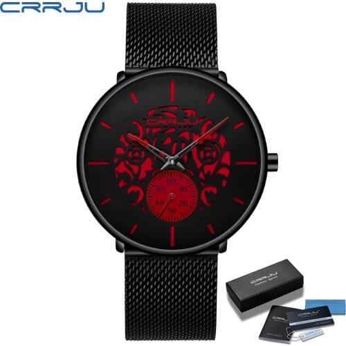 CRRJU 2150 New Stylish Men Watch Top Brand Luxury Business Wristwatch Ultra-thin Mesh Waterproof Quartz Clock Dropshipping