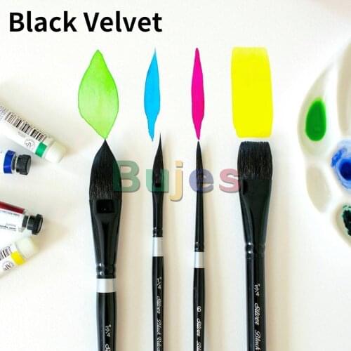 Black-Velvet Watercolor Paint Brush Painting Supplies Handmade Squirrel Mixing Hair Painting Brush Set Watercolor Acrylic Paint