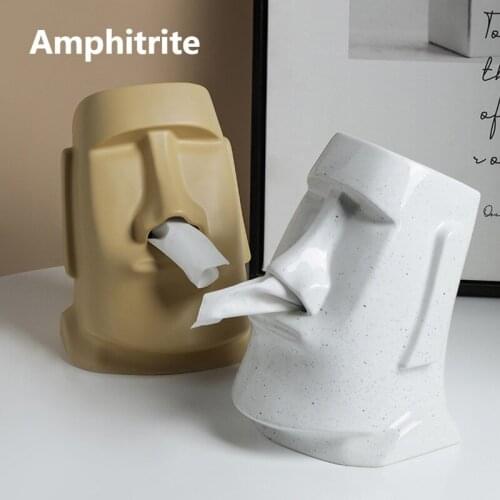 Home Decoration Nordic Creative Personality Tissue Box Desktop Decoration Handcrafted Statue Stone Support Paper Ceramic Art