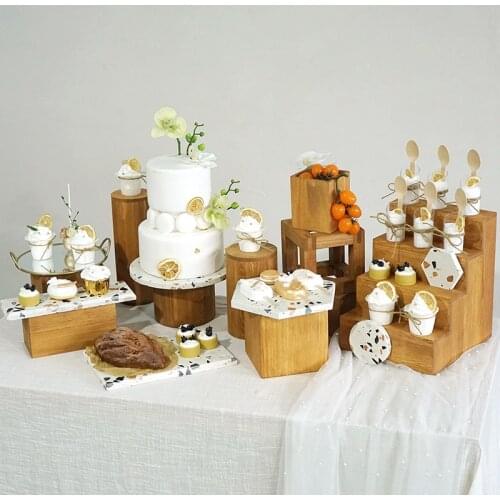 Wooden Lawn Wedding Dessert Table Decoration Cupcakes Holder Candy Food Tray Party Birthday Cake Stands Bakeware Stereoscopic