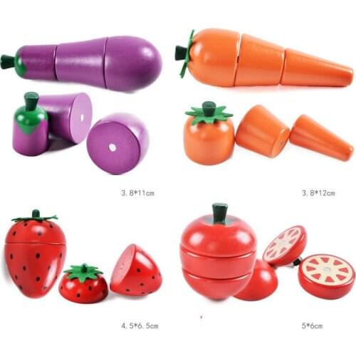 Kids Magnetic Kitchen Toys Slice Fruit Pretend Play set Wood Food Fruit and Vegetables Cutting Toddler Early Learning Aids Gift