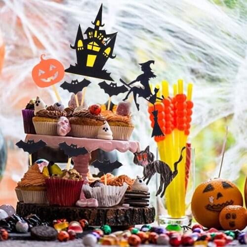 Halloween Cake Creative Cupcake Insert Sign Toppers Kids Birthday Party Horror Props Baking Decor For Halloween Holiday Decor
