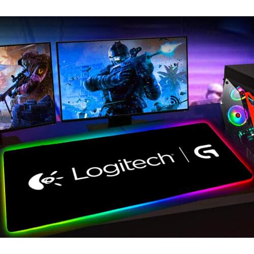 Logitech LED Mousepad Gaming Mouse Pad Gamer Mause Pad Mouse Mat RGB Tappetino Mouse XXL Computer Deskmat Mauspad with Backlight