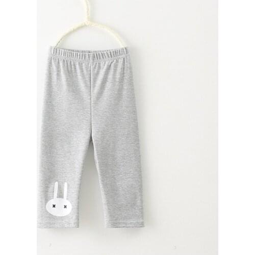 2021 Hot Summer 2-10 Years Old Baby Children Candy Color Basic Capri Thin Rabbit Print Little Kids Girls Knee Length Leggings