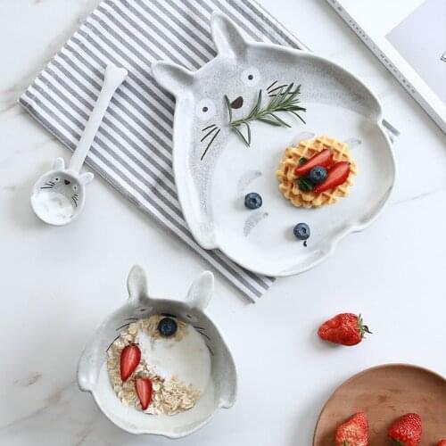 Handpainted Ceramic Plate Steak Food Dish Bowl Spoon Cartoon Style Tableware High Quality Porcelain Dinnerware Set