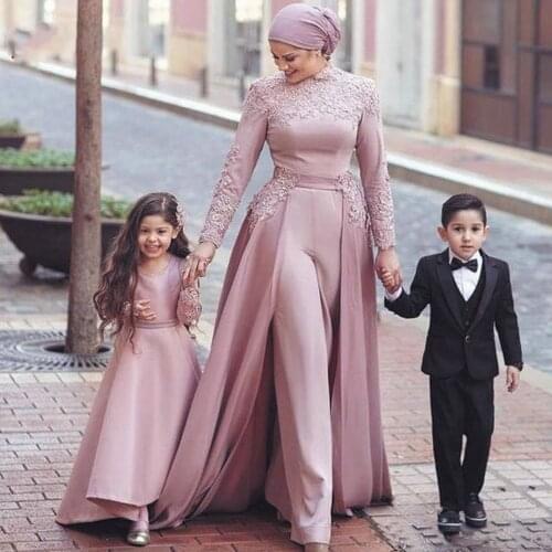 SuperKimJo Mother Daughter Matching Dresses Jumpsuit for Women 2021 Dusty Pink Kids Prom Gown Vestido De Fiesta 2020