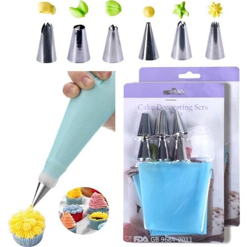 8Pcs/Set Silicone Dessert Icing Piping Cream Pastry Bag Stainless Steel Nozzle Pastry Converter DIY Cake Decoration tool