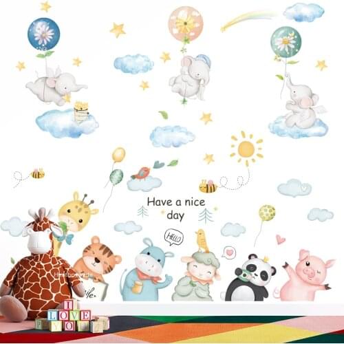 2pcs/set Kids room Wall Decor Wall Stickers Home Decor Cartoon Wall Decals for Nursery Bed Eco-friendly Wallpaper Elephant Mural
