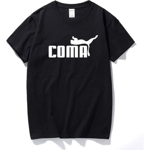 Coma logo mens t shirt parody cool trend spoof comedy joke tops funny t shirts Cotton short sleeve t-shirt mens clothing