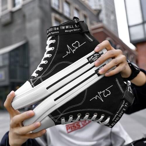 Men Shoes Women Shoes High-top Canvas Casual Shoes Couple Shoes Student Sneakers Non-slip and Wear-resistant